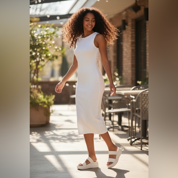 AKIRA White Sleeveless Midi Dress size large - Picture 2 of 10